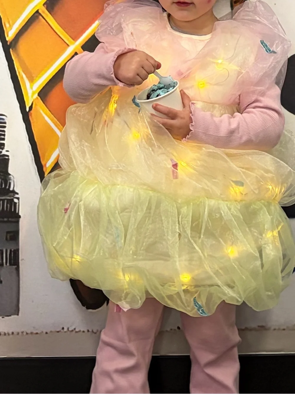 Pottery Barn Light-Up Triple Scoop Sundae Costume — Pink, Yellow, Cream